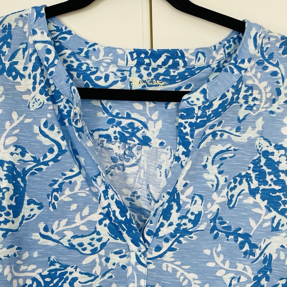 Lilly Pulitzer Dev Knit Top Blue Peri Turtley Awesome Sleeveless Tank sz XL NEW - Picture 3 of 10